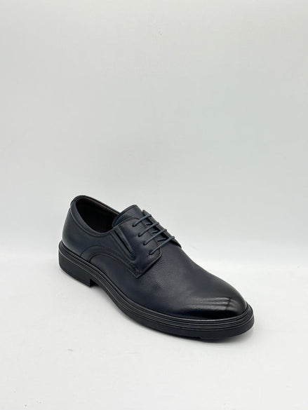 Navy Leather Derby with Chunky Sole