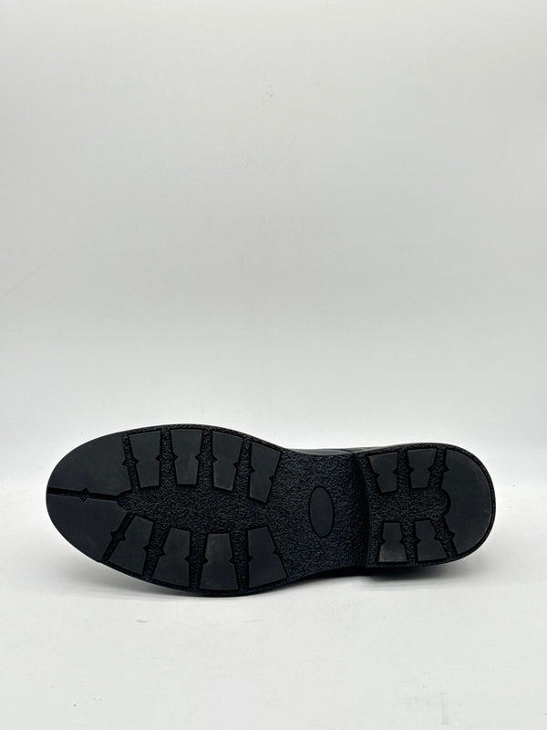 Navy Leather Derby with Chunky Sole
