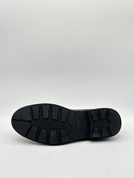 Navy Leather Derby with Chunky Sole