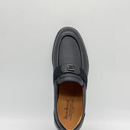Navy Pebbled Leather Logo Loafer