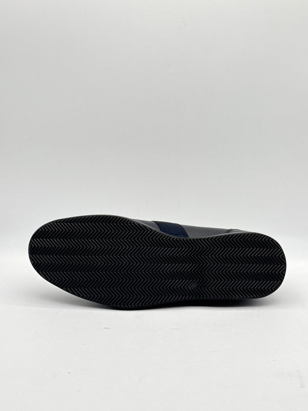 Navy Pebbled Leather Logo Loafer