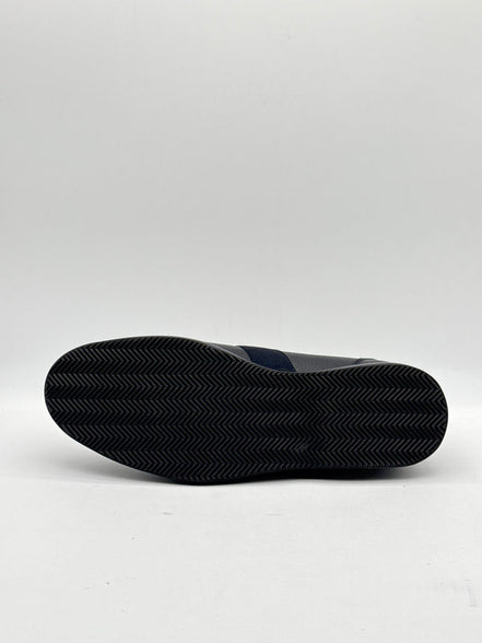 Navy Pebbled Leather Logo Loafer