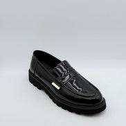 Patent Leather Penny Loafer with Silver Bar
