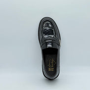 Patent Leather Penny Loafer with Silver Bar