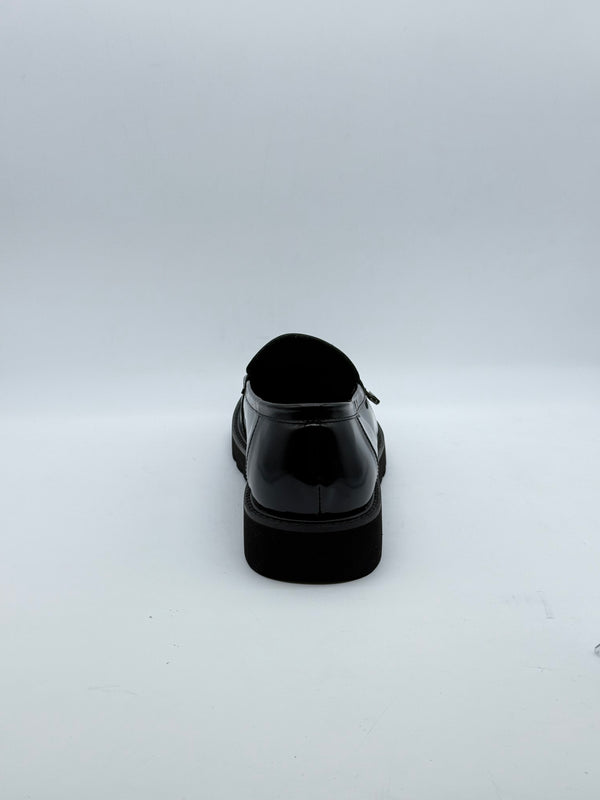 Patent Leather Penny Loafer with Silver Bar