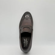 Pebbled Leather Brogue Wingtip Loafer