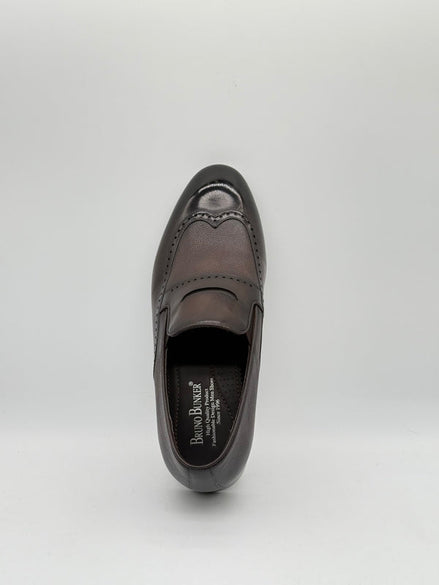 Pebbled Leather Brogue Wingtip Loafer