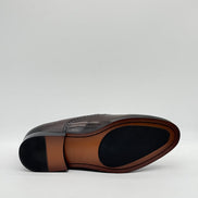 Pebbled Leather Brogue Wingtip Loafer