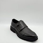 Navy Double Monk Strap Loafer