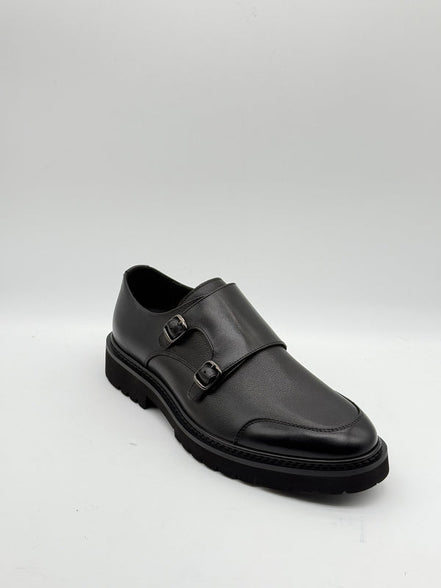 Navy Double Monk Strap Loafer
