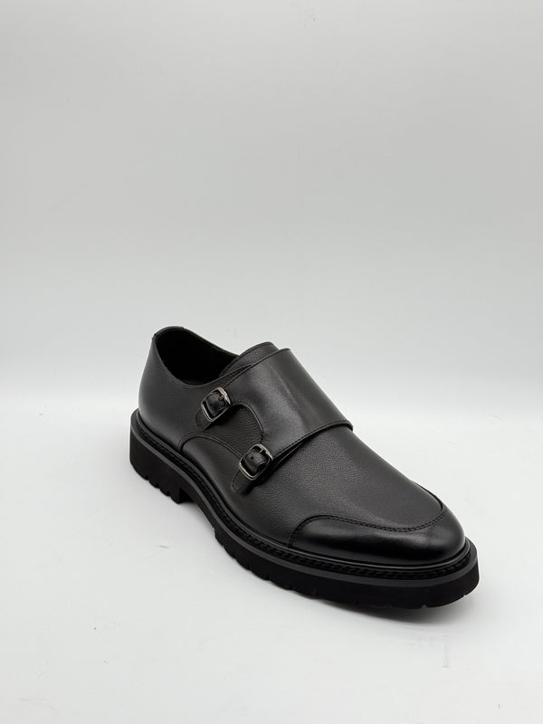 Navy Double Monk Strap Loafer