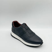 Pebbled Leather Elastic Slip-On Sneaker