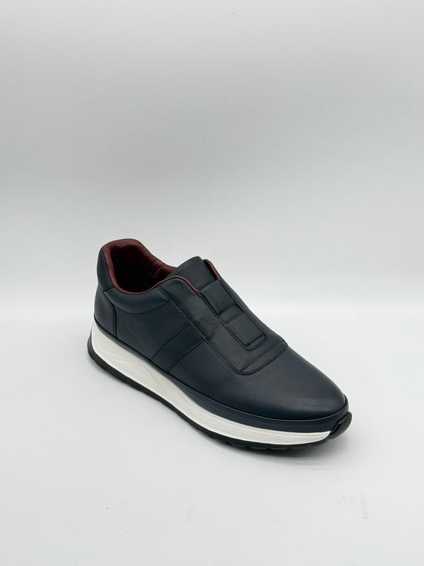 Pebbled Leather Elastic Slip-On Sneaker