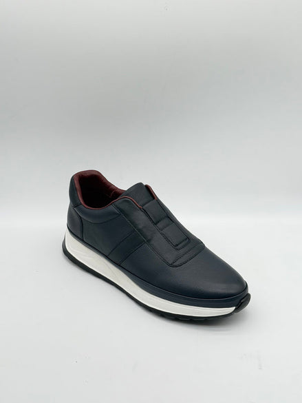 Pebbled Leather Elastic Slip-On Sneaker