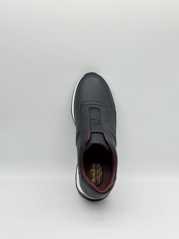 Pebbled Leather Elastic Slip-On Sneaker