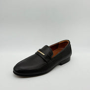 Pebbled Leather Gold Bar Loafer