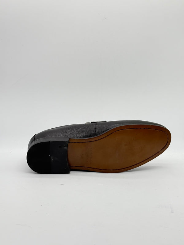 Pebbled Leather Gold Bar Loafer