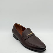 Pebbled Leather Gold Bar Loafer