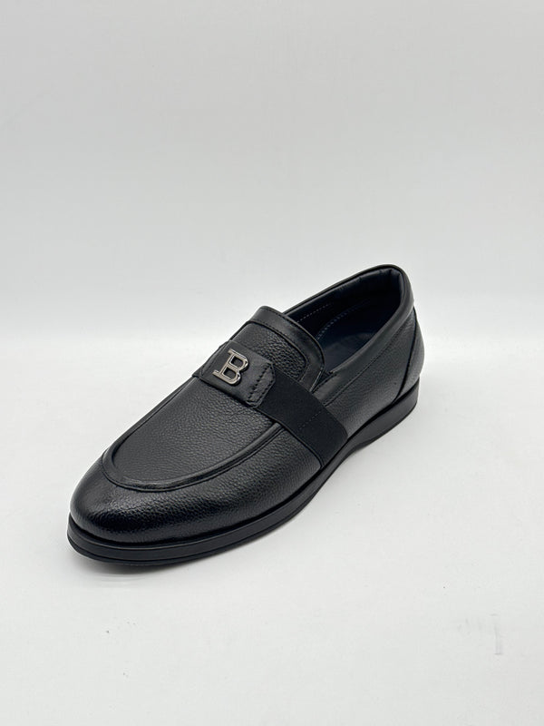Pebbled Leather Logo Loafer