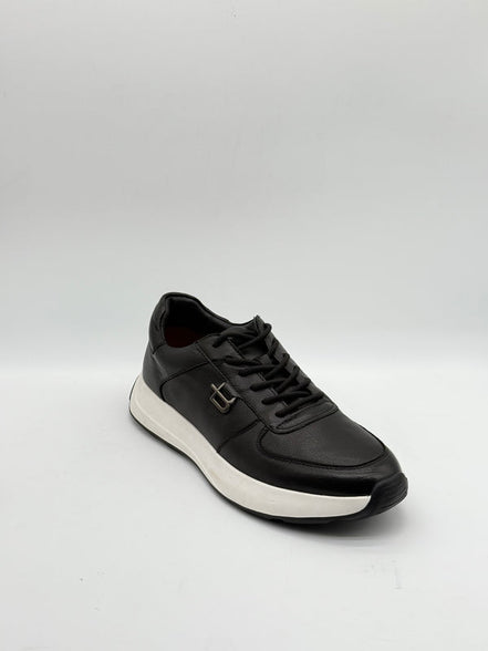 Pebbled Leather Logo Runner Sneaker