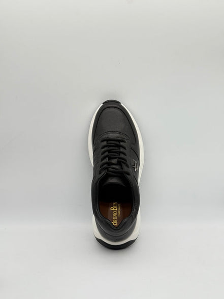 Pebbled Leather Logo Runner Sneaker