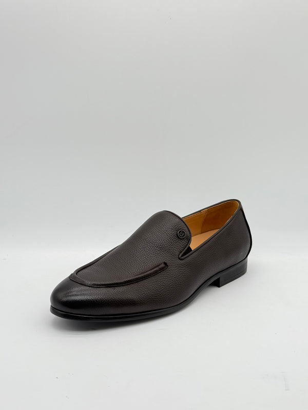 Pebbled Leather Logo Slip-On Loafer