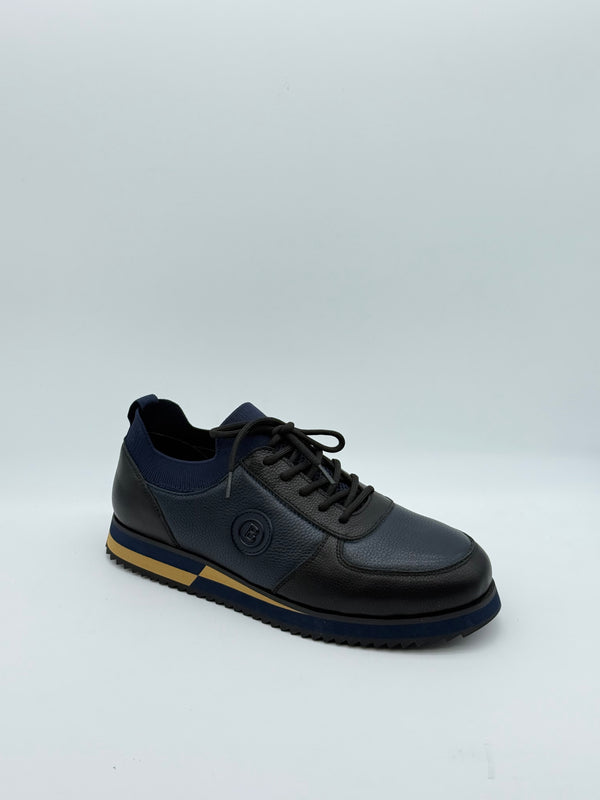 Pebbled Leather Logo Sneaker