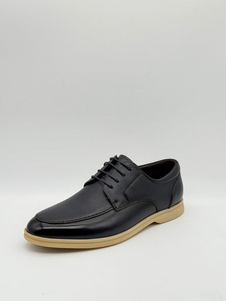 Pebbled Leather Moc-Toe Derby