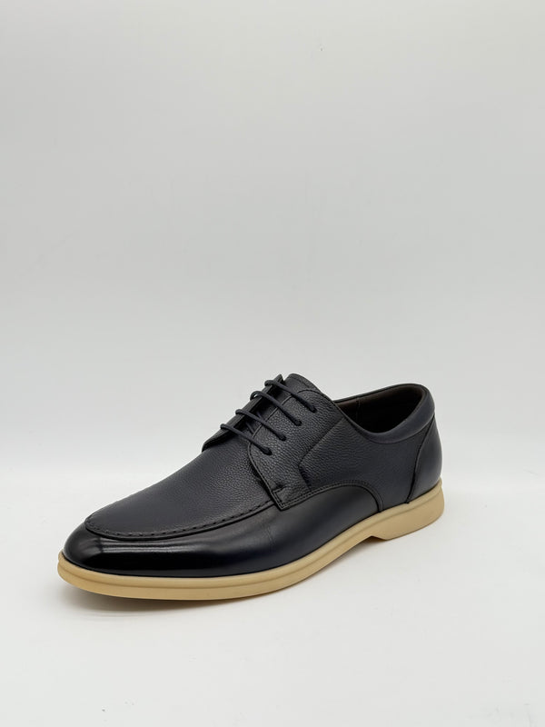 Pebbled Leather Moc-Toe Derby