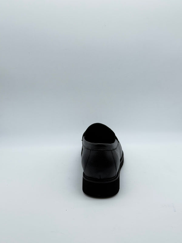 Black Pebbled Leather Chunky Penny Loafer
