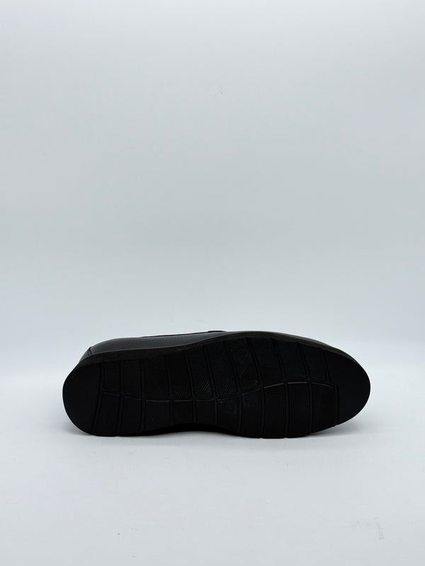 Black Pebbled Leather Chunky Penny Loafer