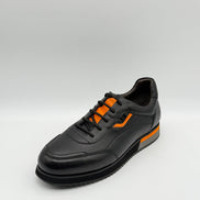 Pebbled Leather Runner with Orange Accent