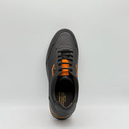 Pebbled Leather Runner with Orange Accent