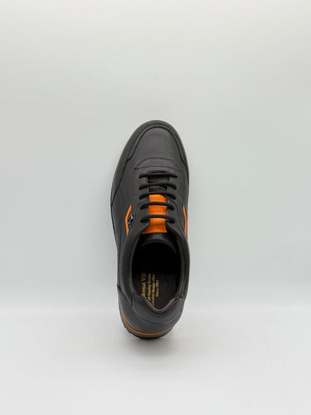 Pebbled Leather Runner with Orange Accent