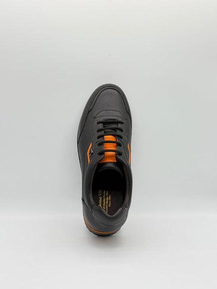 Pebbled Leather Runner with Orange Accent