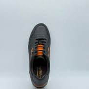 Pebbled Leather Sneaker with Orange Accent