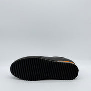 Pebbled Leather Sneaker with Orange Accent