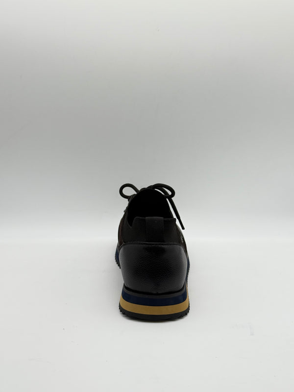 Pebbled Leather & Suede Logo Sneaker