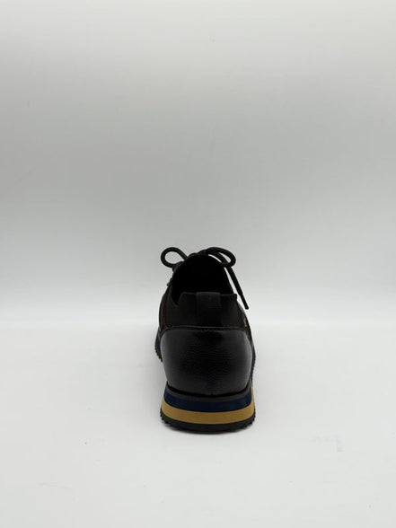 Pebbled Leather & Suede Logo Sneaker