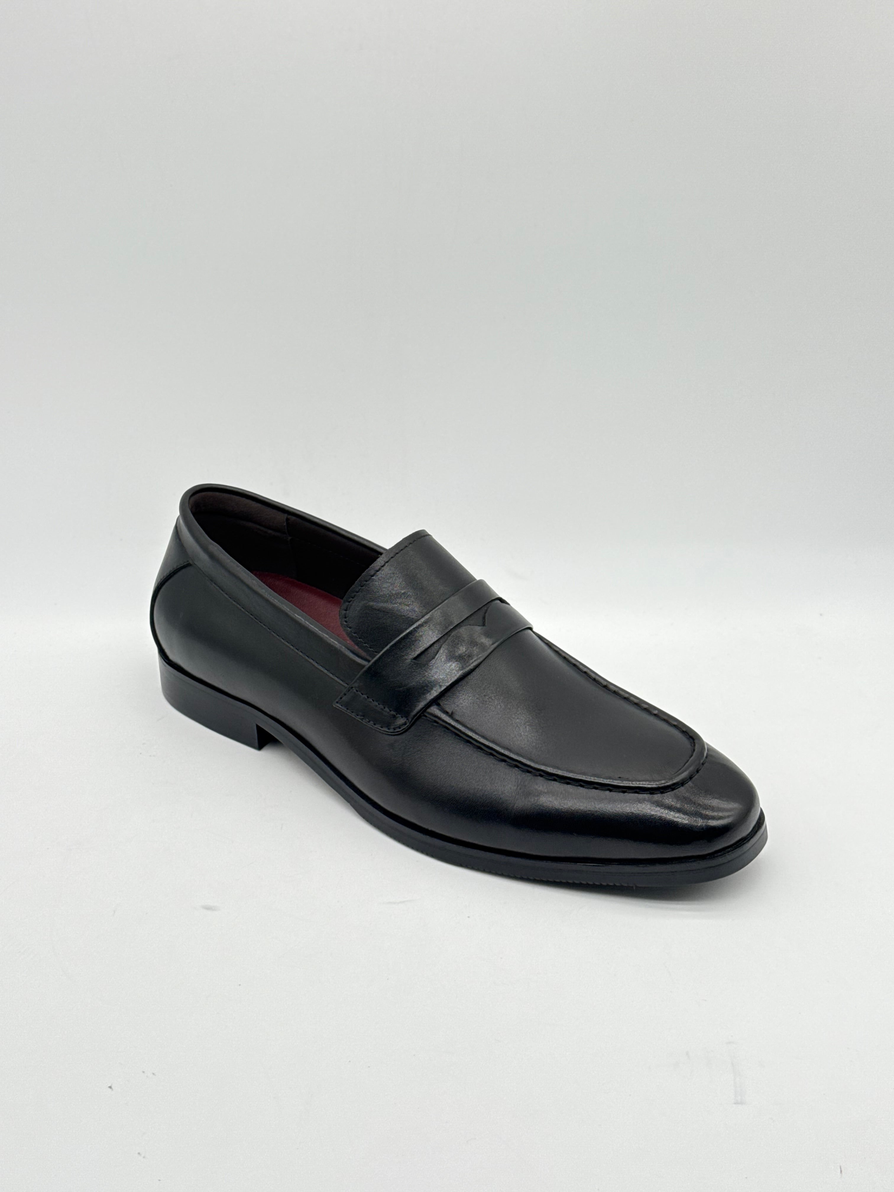 Smooth Leather Slim-Heel Penny Loafer