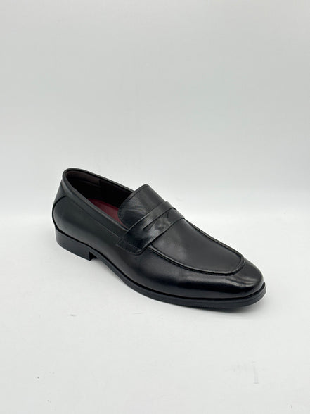 Smooth Leather Slim-Heel Penny Loafer