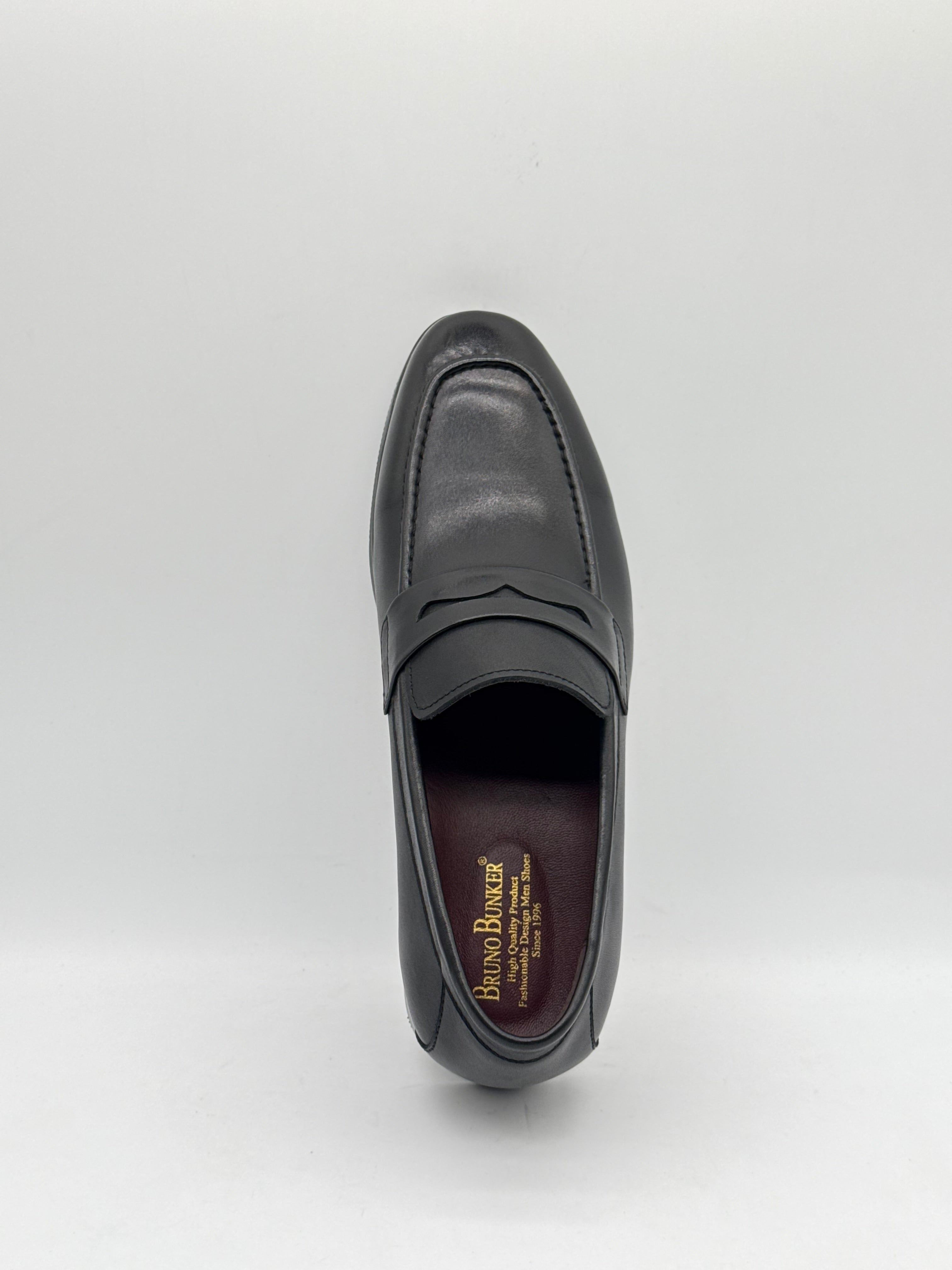 Smooth Leather Slim-Heel Penny Loafer