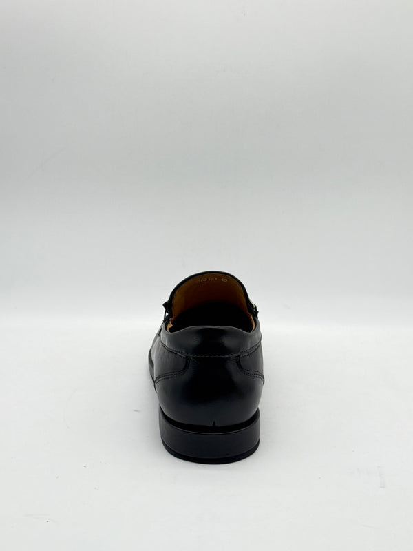 Black Leather Single Buckle Loafer