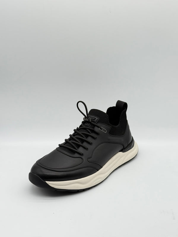 Smooth Leather & Knit Collar Runner Sneaker