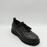 Snake-Embossed Leather Hiking Shoe