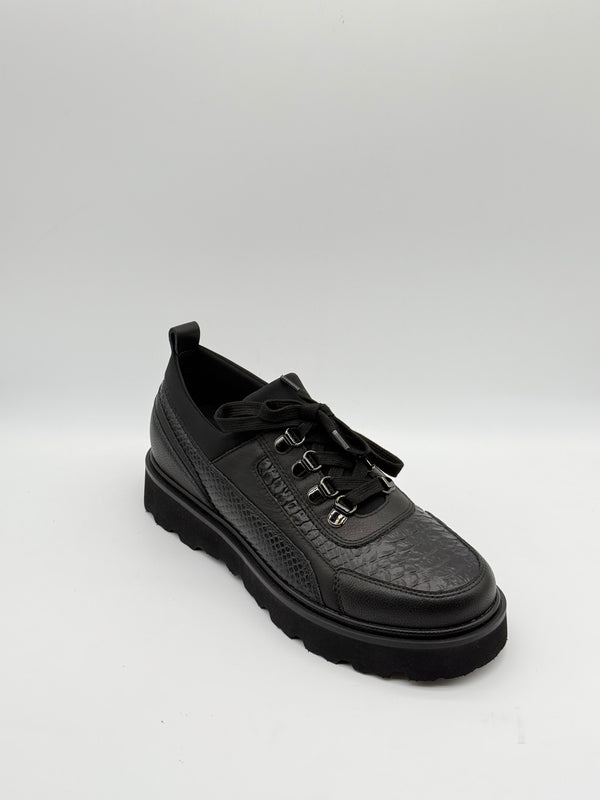Snake-Embossed Leather Hiking Shoe