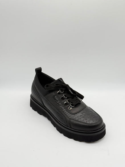 Snake-Embossed Leather Hiking Shoe