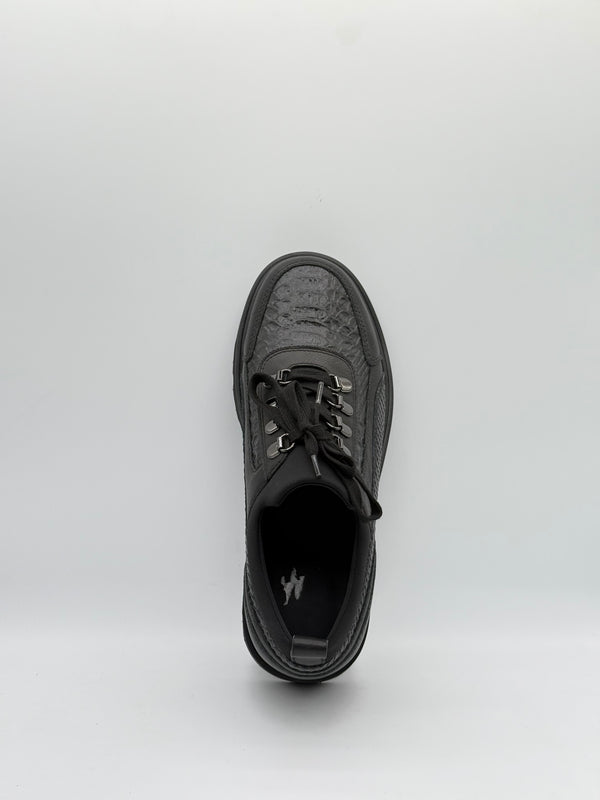 Snake-Embossed Leather Hiking Shoe