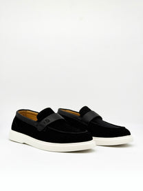 Suede BB Strap Loafer - Black