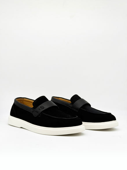 Suede BB Strap Loafer - Black